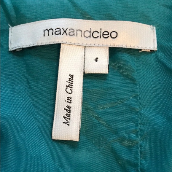 Teal Aqua Taffeta Pleated Tiered Cocktail Dress - Picture 3 of 4